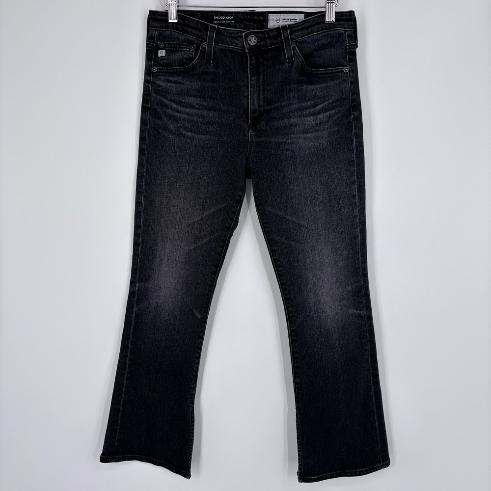 AG Adriano Goldschmied The Jodi Crop High Rise Slim Flare Jeans Womens 27 Black